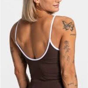 Brown Tank Top with White Trim